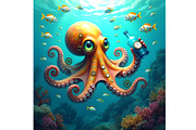 Time to Clean Up the Ocean, an Animal Illustration by Sharon Schwalbe (Thumbnail 1 of 2)