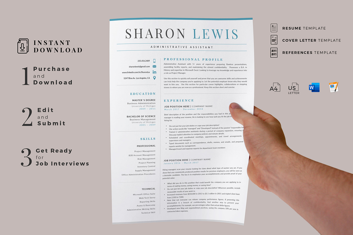 Professional Resume Format Example, a Resume Template by HIRED Design Studio (Photo 6 of 18)