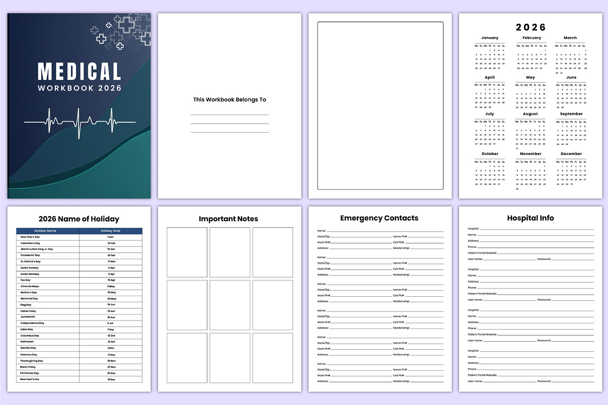 2026 Medical Workbook Bundle Canva, a Stationery Template by Mustafiz (Photo 2 of 6)