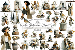 Winter Watercolor Clipart Set, an Illustration by DreamCafeArt