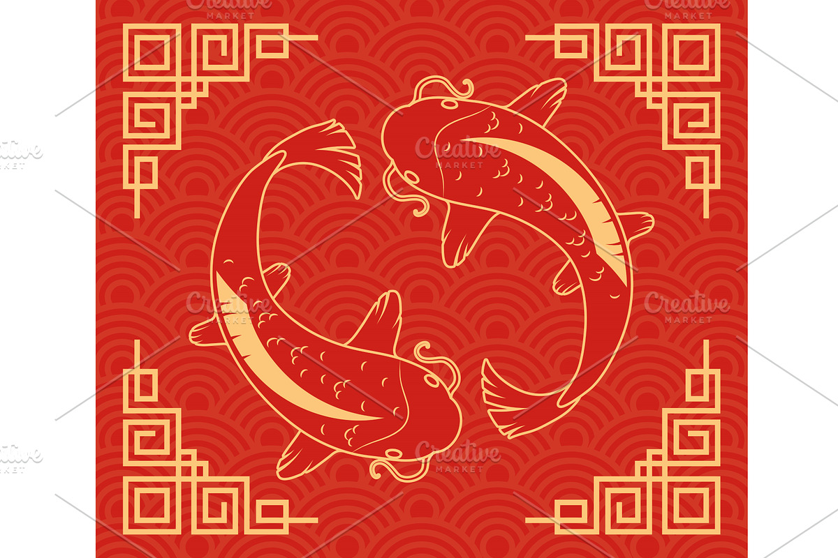 koi fishes ying yang, an Animal Illustration by studiogstock
