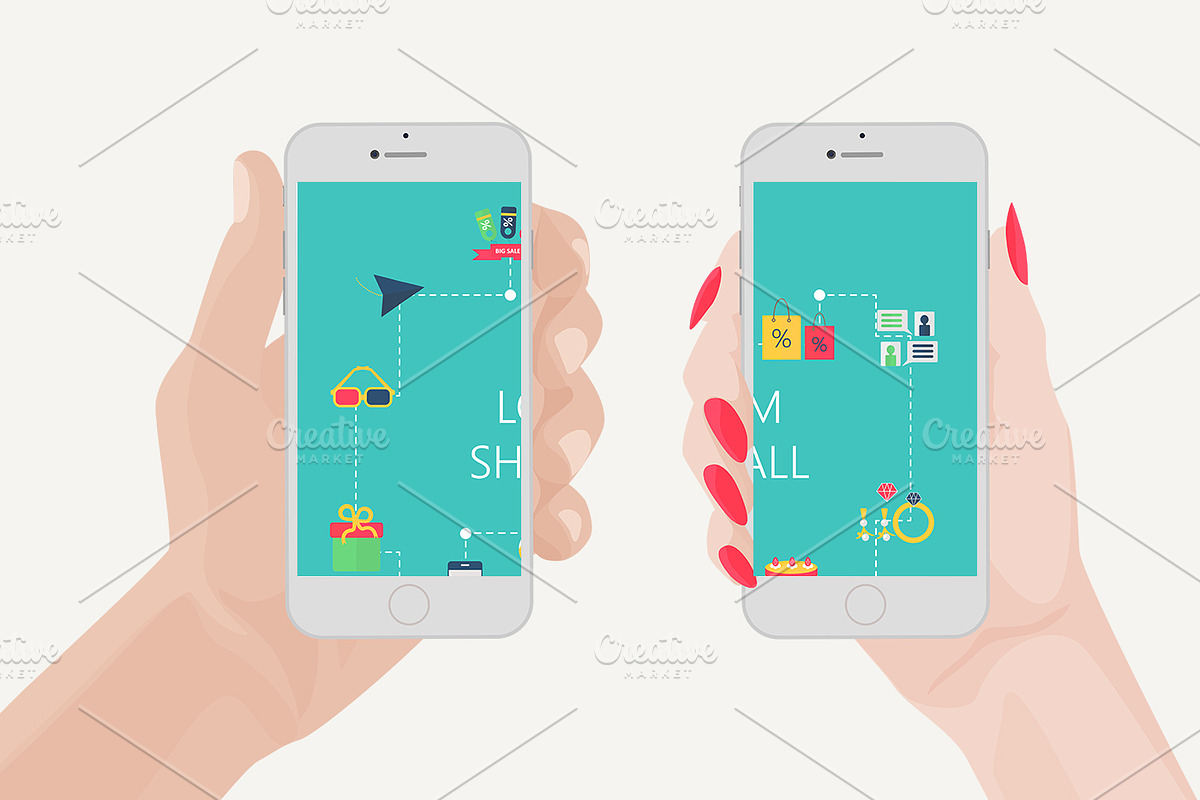 Hands holding iphone. Place ur image, a Background Graphic by Lemberg Vector (Photo 1 of 2)