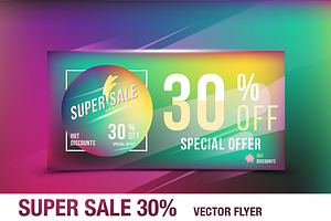 Super sale 30% offer. Flyer template