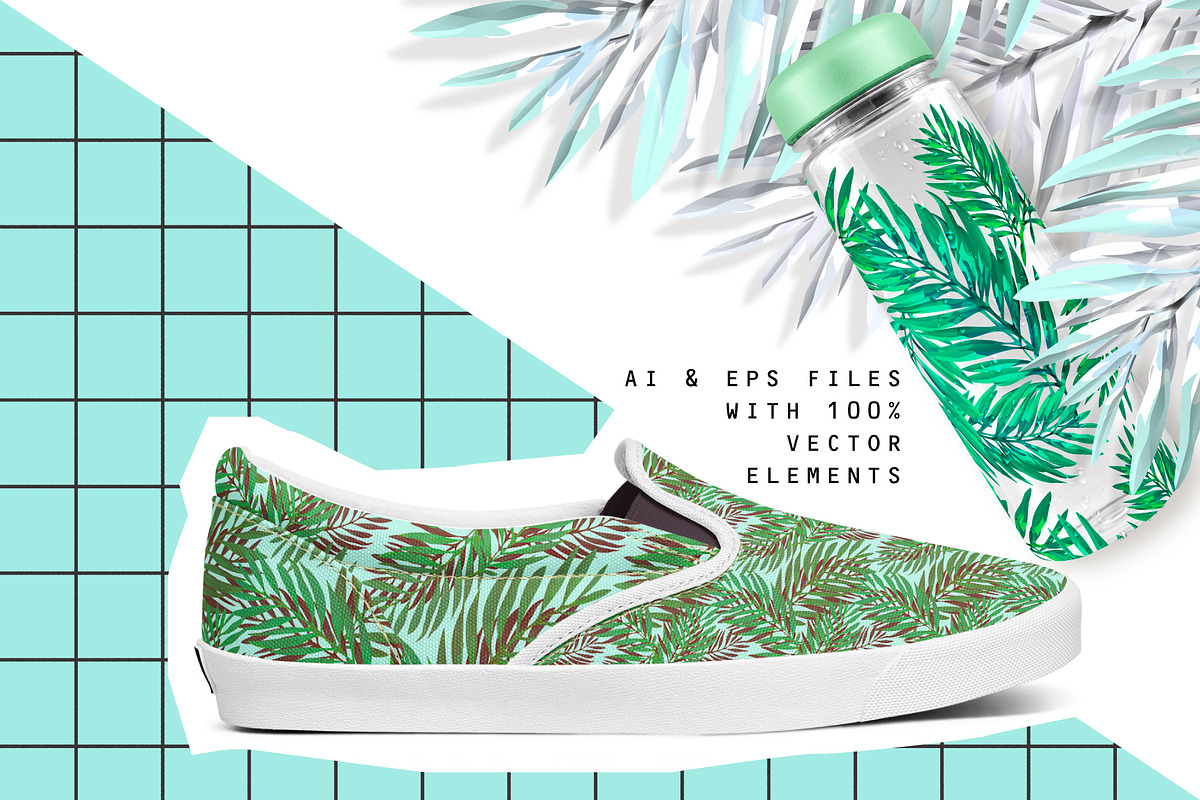 Palm Leaves | 12 Vector Patterns, a Pattern Graphic by Artem Vorotnikov (Photo 2 of 6)