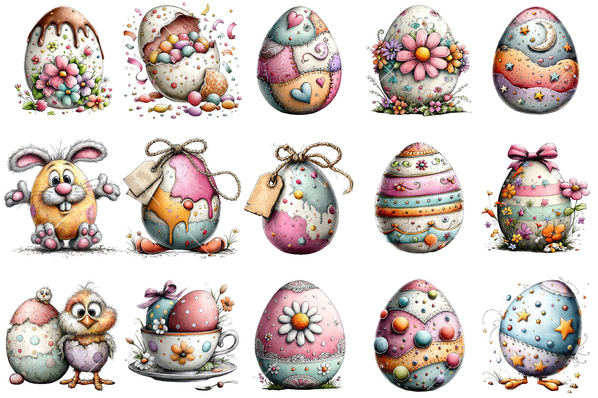 Whimsical Easter Egg Clipart, an Illustration by OK Design (Photo 3 of 6)