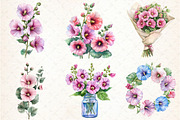 Watercolor Hollyhock Clipart, an Illustration by Libby Wishes (Thumbnail 4 of 12)