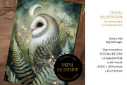 Barn Own in Ferns Illustration, an Animal Illustration by The Dutch Lady Designs (Thumbnail 2 of 4)