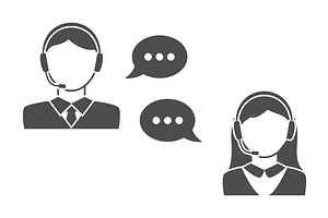 Male And Female Call Center Icons