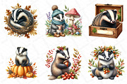 Watercolor Autumn Badger Clipart, an Illustration by DreamPrint404 (Thumbnail 4 of 6)