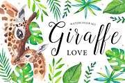 Giraffe love - watercolor set, an Illustration by Beauty Drops (Thumbnail 1 of 7)