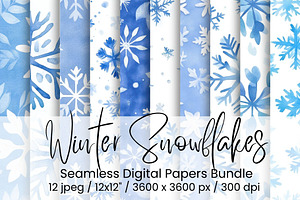 Winter Snowflake Digital Paper, an Illustration by Mashimara