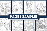 Christmas Animals Coloring Book, an Animal Illustration by Printable Design Store (Thumbnail 3 of 3)