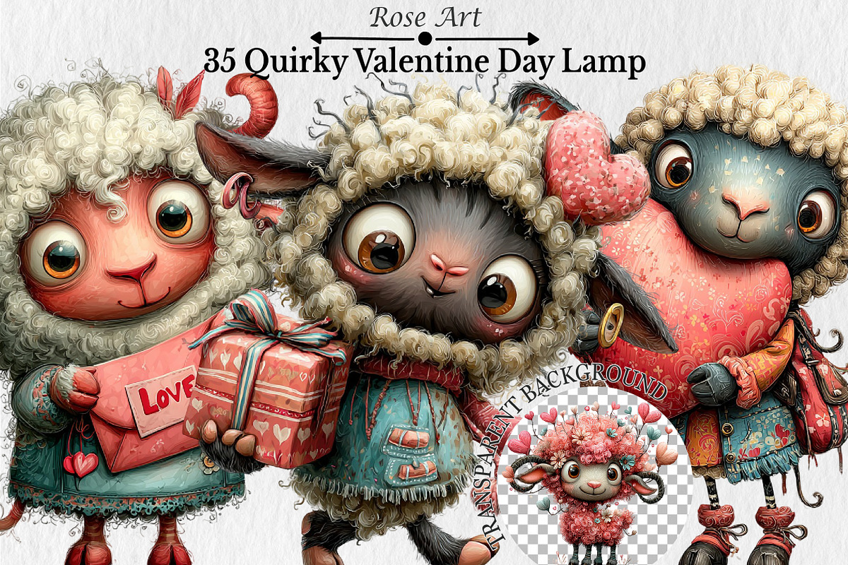 Quirky Valentine Day Lamp Clipart, a Seasonal Illustration by Rose Art (Photo 1 of 7)