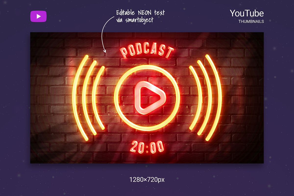 Neon Podcast YouTube Thumbnails, a Social Media Template by Andrew Skoch Design (Photo 5 of 7)