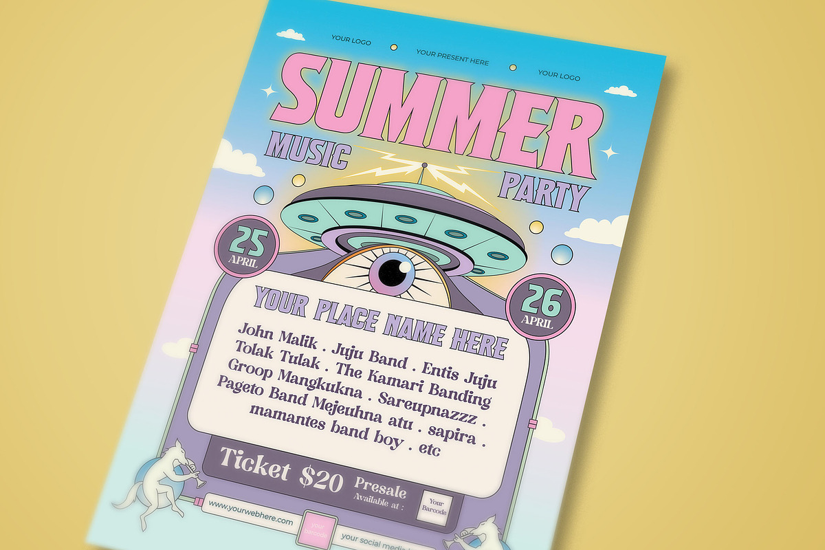 Playfull Summer Music Festival Flyer, a Flyer Template by megarez (Photo 1 of 3)