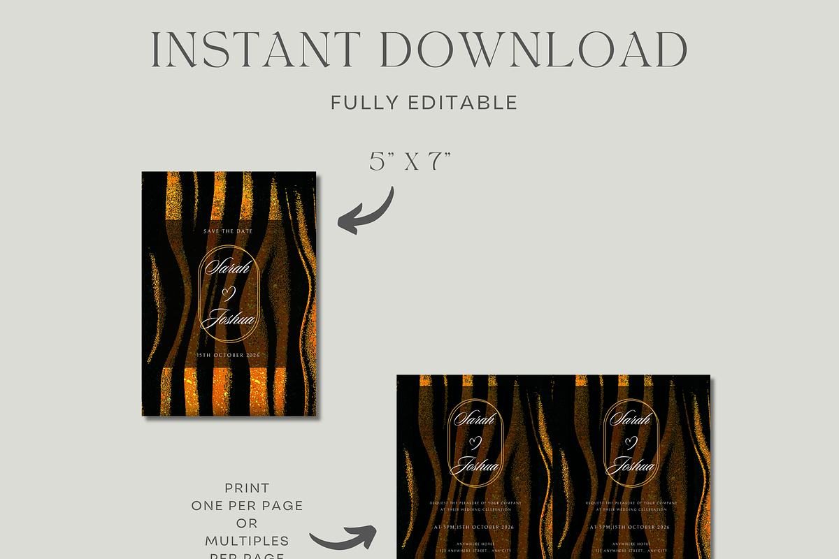 Tiger Stripe Wedding Invitation, an Invitation Template by InvitingStorys (Photo 9 of 11)