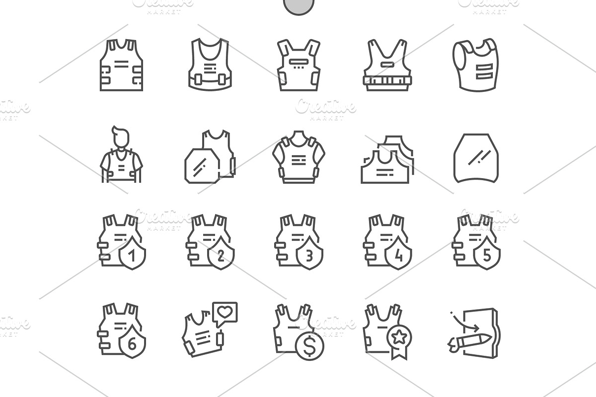 Body armor Line Icons, an Outline Icon by Palau
