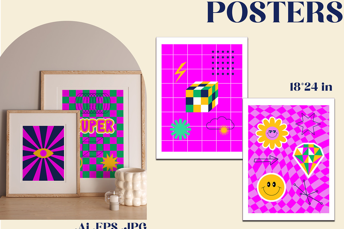 Y2k retro futuristic clipart, poster, an Object Graphic by Sofico (Photo 8 of 18)
