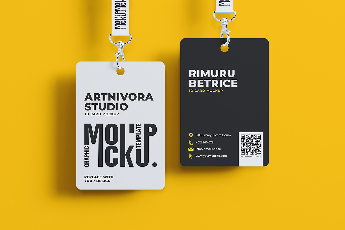 ID Card & Lanyard Mockup Sets, an Advertising Mockup by Artnivora.Std (Photo 2 of 4)