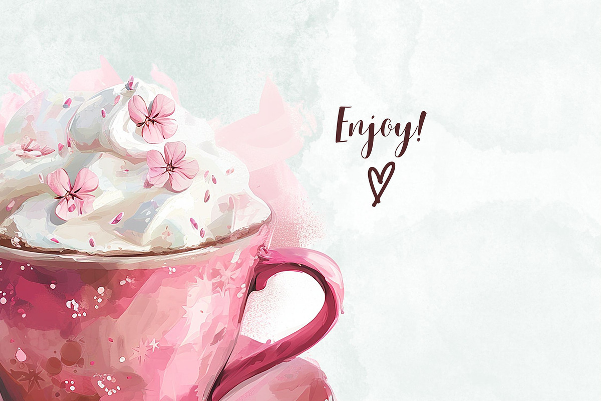 Pink Hot Cocoa Clipart, a Food Illustration by Loony Dream Designs (Photo 4 of 4)