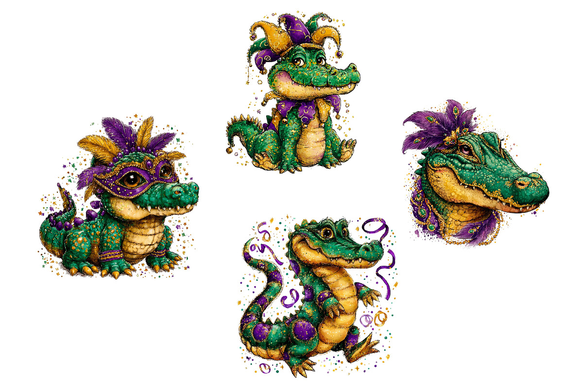 Mardi Gras Crocodile Clipart, an Illustration by Dream Creation (Photo 6 of 6)