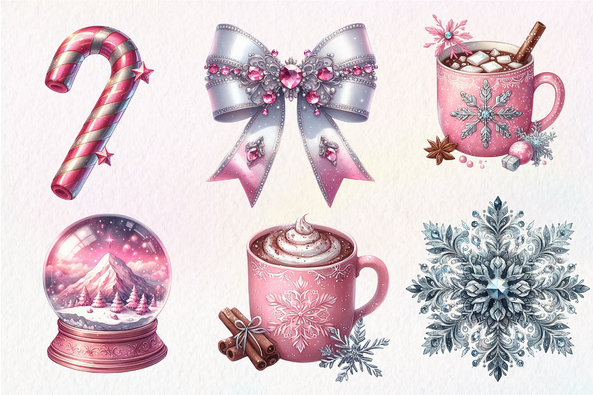 Silver Pink Christmas Clipart, an Illustration by Dream Creation (Photo 6 of 6)