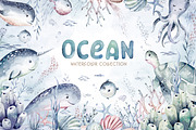 Ocean watercolor set, an Animal Illustration by Peace ART (Thumbnail 1 of 12)
