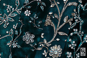 Teal Embroidered Rhinestones Velvet, a Pattern Graphic by Creative Store (Thumbnail 2 of 5)