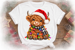 Christmas Lights Highland Cow Png