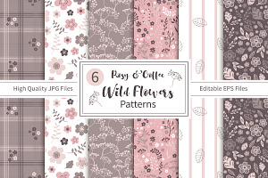 Rosy & Coffee Wild Flowers Seamless