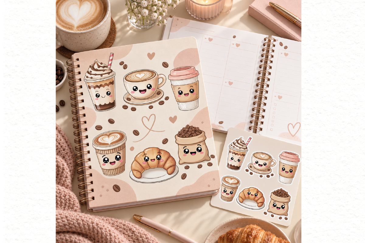 Kawaii Coffee and Bakery Clipart, a Food Illustration by Villa 11 Estudio (Photo 6 of 8)