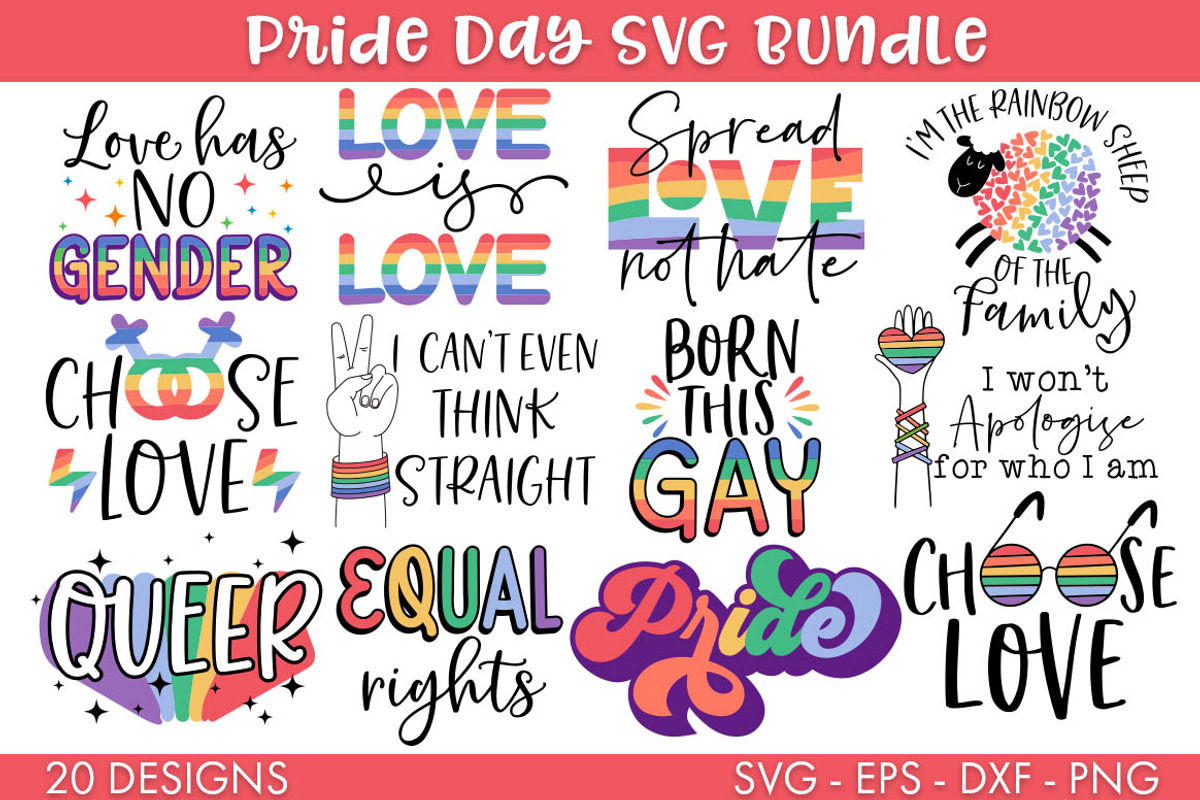 Retro Pride Day LGBTQ SVG Bundle PNG, a Seasonal Illustration by Freeling Design House (Photo 1 of 5)