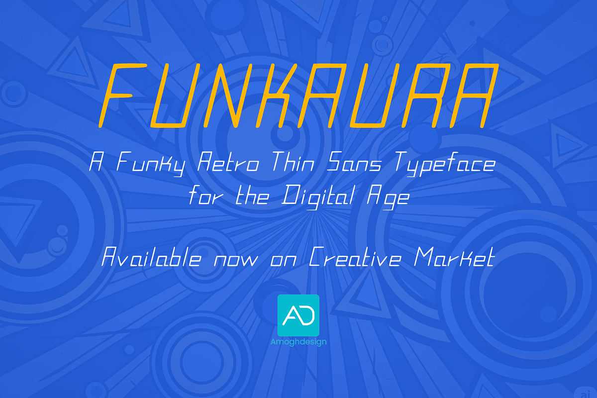 Funkaura - Funky Retro Display Font, a Sans Serif Font by Amogh Design (Photo 8 of 8)