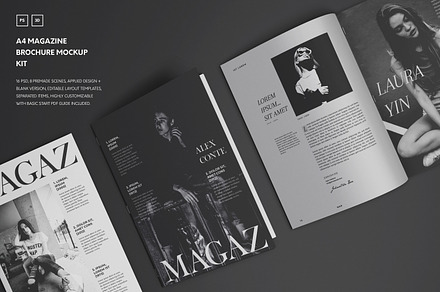 A4 Magazine - Brochure Mockup Kit, a Books & Magazine Mockup by Catkie - Digital Art
