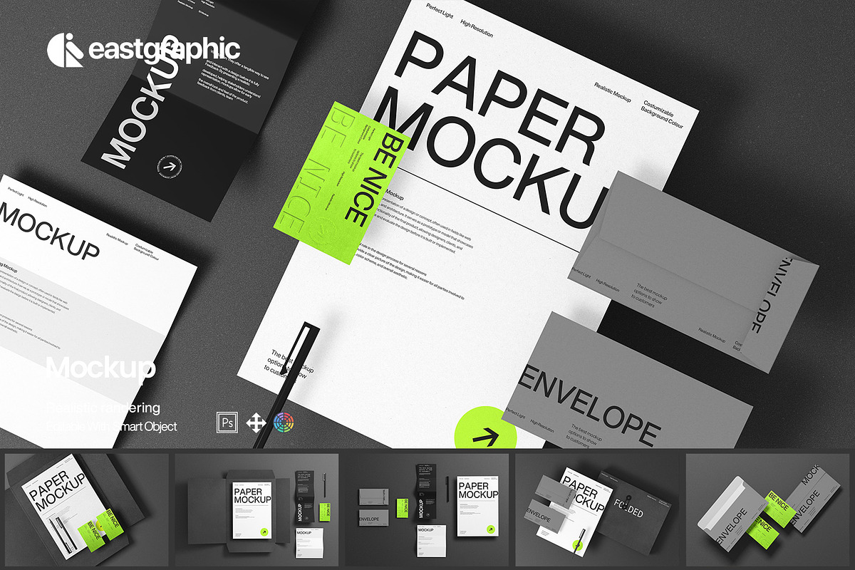 Minimal Branding Stationery Mockup, an Advertising Mockup by East Gallery (Photo 1 of 15)