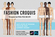 Fashion Croquis Template Set PNG+PSD, a Person Illustration by byJuliaKors (Thumbnail 1 of 4)