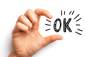 Hand making an ok gesture with illustration, an Abstract Photo by AlyaAnd