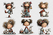 Quirky Easter Girl and Bunny Clipart, an Illustration by DreamCafeArt (Thumbnail 6 of 6)