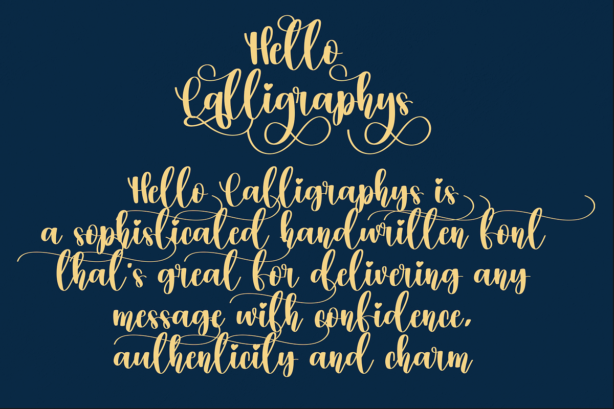 Hello Calligraphys | handwritten fon, a Script Font by Scratchones (Photo 3 of 9)