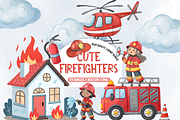 Watercolor Firefighter Clipart, an Illustration by TatiMockup (Thumbnail 1 of 5)