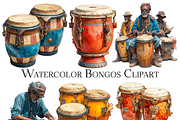 Watercolor Bongos Clipart, an Object Graphic by ArtisticTimberStudio (Thumbnail 1 of 2)