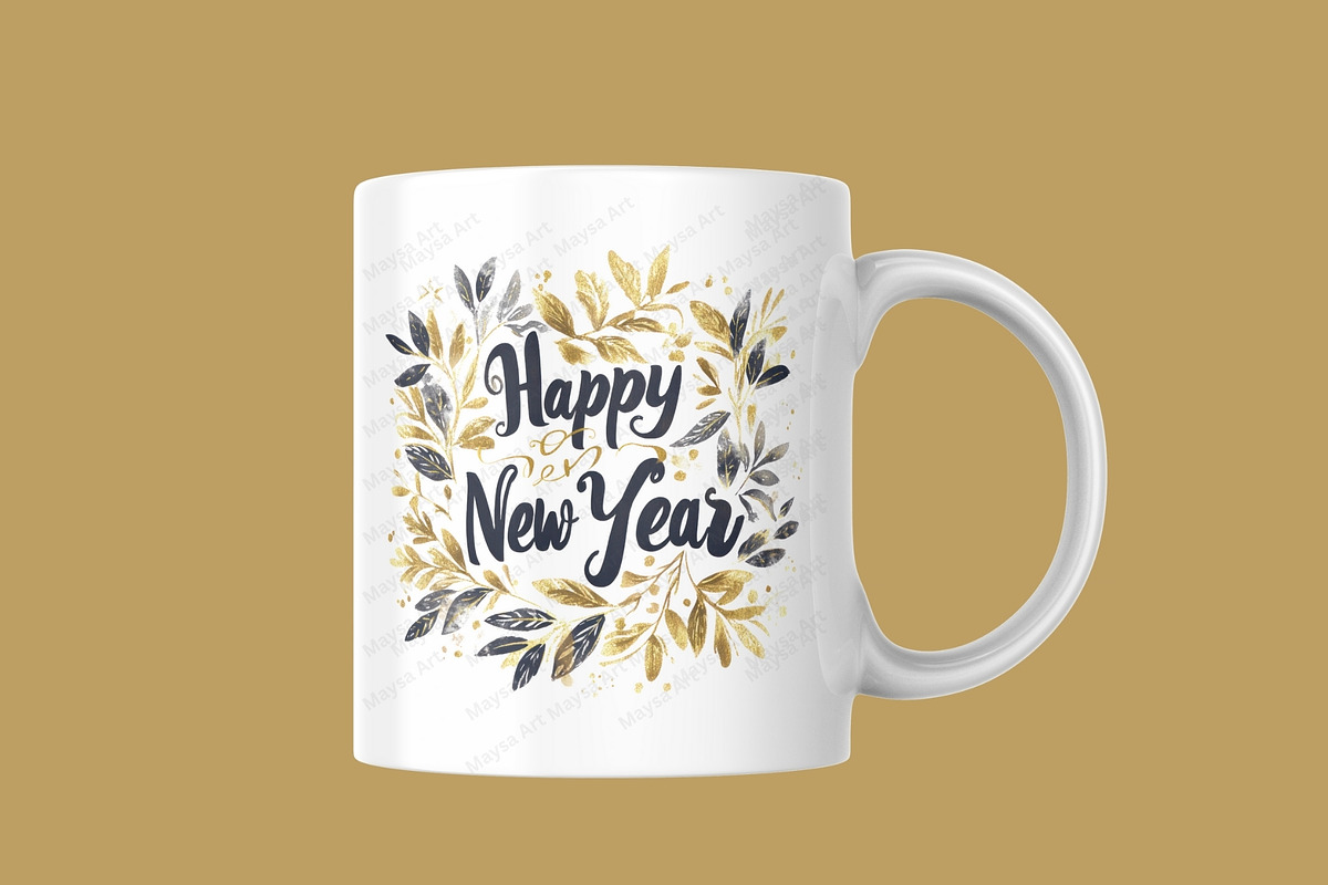 Black & Gold Happy New Year Clipart, an Illustration by Maysa Art (Photo 5 of 5)