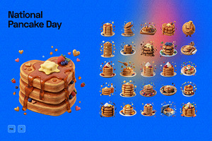 3D National Pancake Day Elements, an Object Graphic by Pengedar Seni