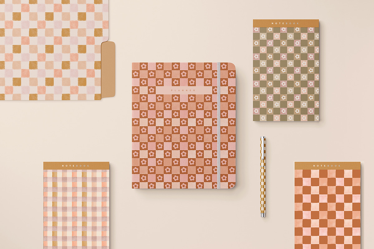 Checkered Painted Seamless Patterns, a Pattern Graphic by Basia Stryjecka (Photo 4 of 17)