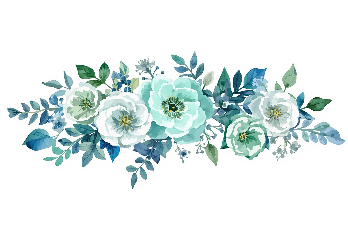 Cool Blue Watercolor Florals, an Illustration by Creativeshirt (Photo 8 of 11)
