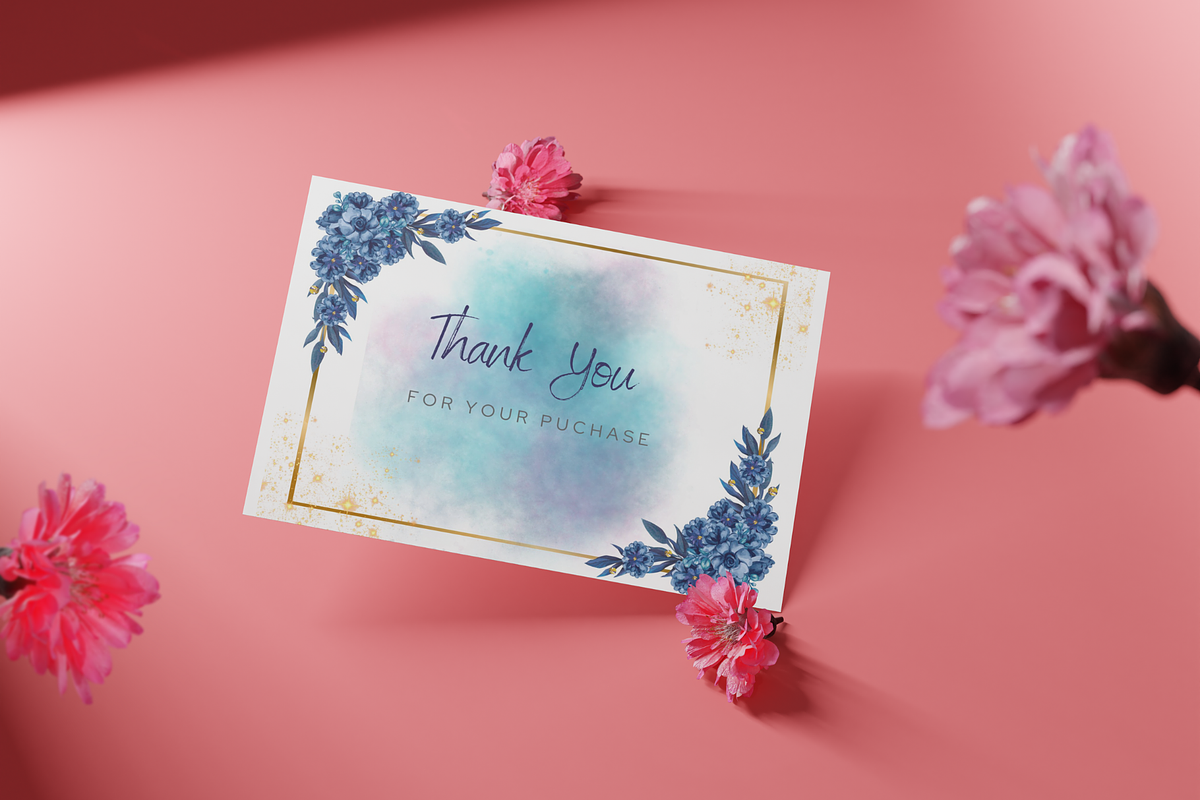 Blue floral flower thank you card, a Social Media Template by MS Designer (Photo 1 of 2)