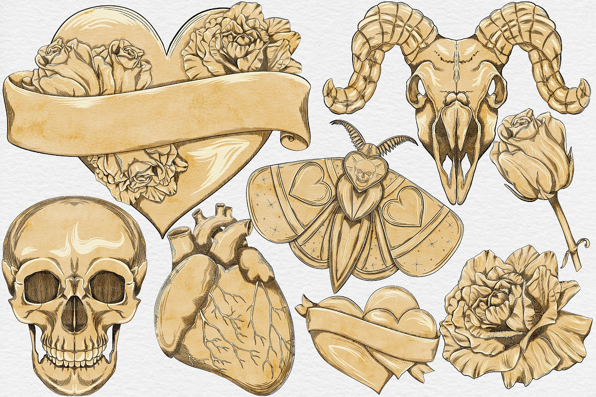 Valentines Vintage Gothic clipart, a Seasonal Illustration by Happy Sloth Graphics (Photo 6 of 9)