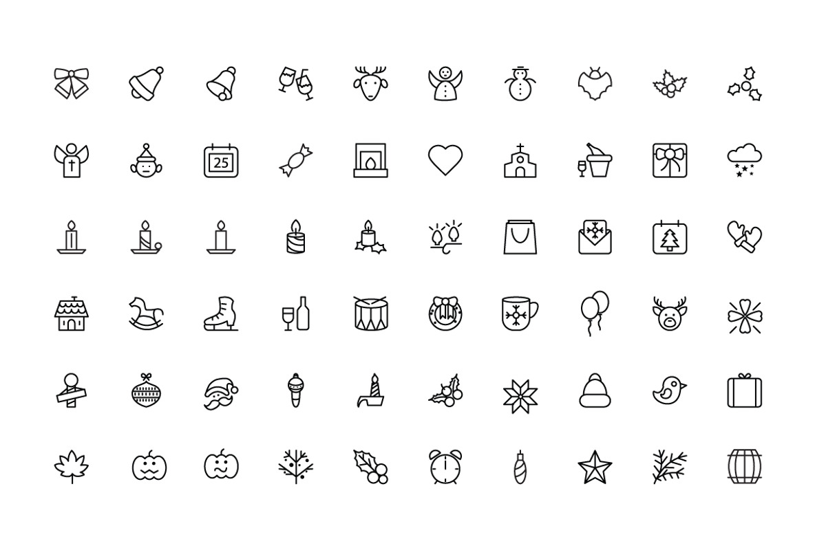 100 Merry Christmas Icons, an Outline Icon by Creative Stall (Photo 2 of 3)