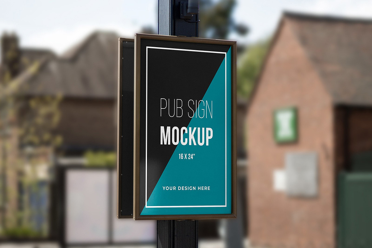 Pub Restaurant Sign Mockup, a Household Mockup by Medialoot (Photo 3 of 4)
