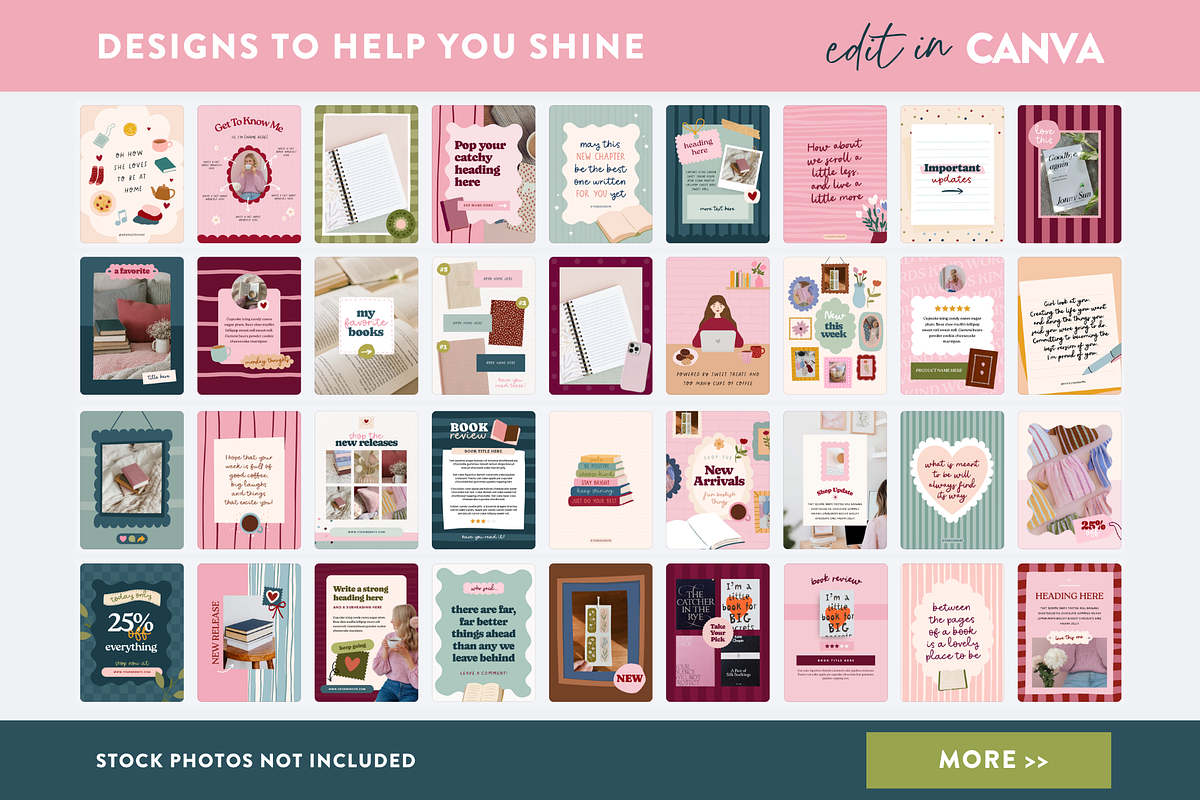 Bookstagram Templates for Instagram, a Social Media Template by Design Pixie (Photo 3 of 9)